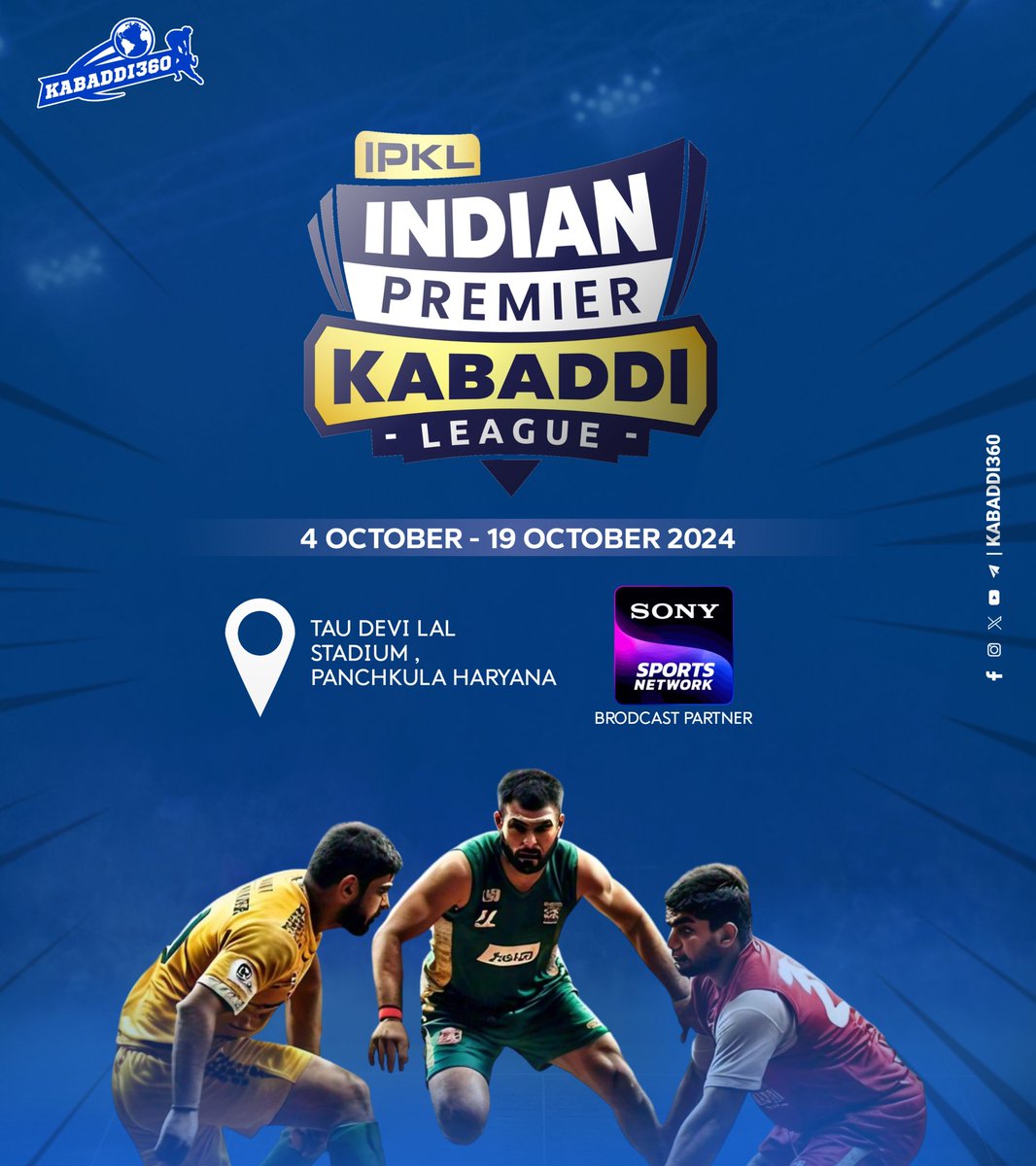 Kabaddi_360's tweet photo. Introducing the brand new 𝙄𝙣𝙙𝙞𝙖𝙣 𝙋𝙧𝙚𝙢𝙞𝙚𝙧 𝙆𝙖𝙗𝙖𝙙𝙙𝙞 𝙇𝙚𝙖𝙜𝙪𝙚, starting October 4th on Sony Sports Network! Get ready for the ultimate kabaddi experience! 🤩🤼
.
#IPKL
#indiankabaddipremierleague
#IPKL2024 #kabaddileague
#kabaddi360 https://t.co/DCigVszaaP