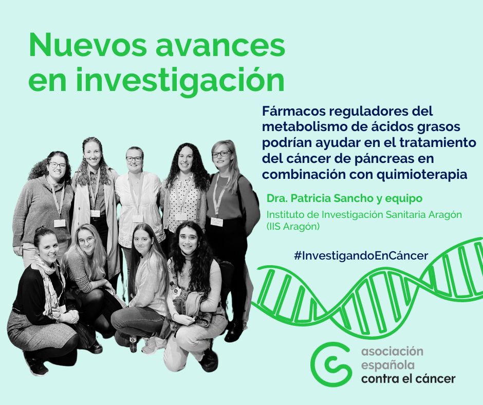 Asociación Española Contra el Cáncer (@contracanceres) on Twitter photo Con el apoyo de <a href="/ContraCancerEs/">Asociación Española Contra el Cáncer</a>, el equipo de la Dra. Patricia Sancho (<a href="/psancholab/">Psancholab</a> -<a href="/IISAragon/">IIS Aragón</a>) demuestra en modelos de laboratorio que inhibir el metabolismo de los ácidos grasos es una prometedora vía para el tratamiento del cáncer de páncreas. contraelcancer.es/es/investigaci… Con el apoyo de <a href="/ContraCancerEs/">Asociación Española Contra el Cáncer</a>, el equipo de la Dra. Patricia Sancho (<a href="/psancholab/">Psancholab</a> -<a href="/IISAragon/">IIS Aragón</a>) demuestra en modelos de laboratorio que inhibir el metabolismo de los ácidos grasos es una prometedora vía para el tratamiento del cáncer de páncreas. contraelcancer.es/es/investigaci…