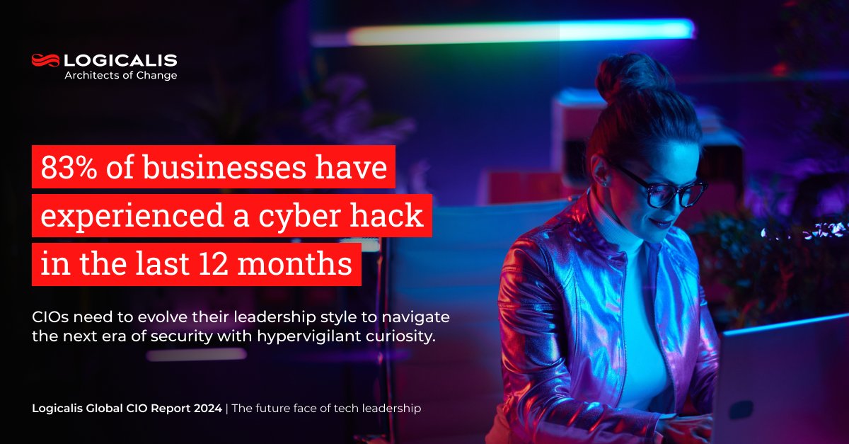 Logicalis's tweet image. A key challenge highlighted in the 10th edition of our annual CIO report is the continual shape shifting of cyber security threats.  A shocking 83% of businesses have experienced a cyber hack in the last 12 months.  

Read more here: hubs.ly/Q02Nmfk90
#IntelligentSecurity