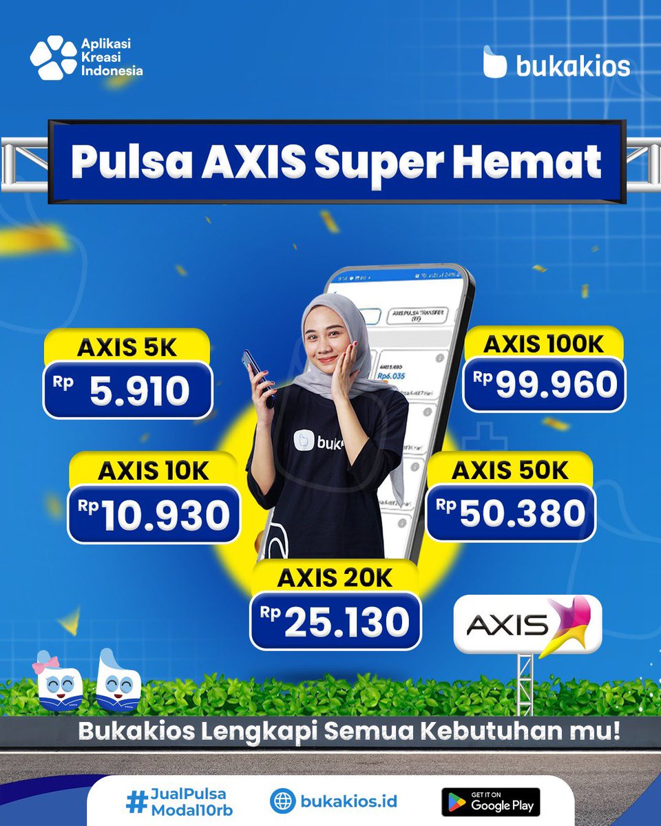bukakiosnet's tweet image. Pulsa AXIS Super Hemat 🎯🔥 
Mulai dari 𝐑𝐩. 𝟓.𝟗𝟏𝟎, Bukakios memberikan harga terbaik dan layanan transaksi Maksimal untuk memenuhi semua kebutuhan pulsa kamu !💡
Tunggu apa lagi? Yuk, langsung cek Bukakios Sekarang📲

#PulsaAXIS #IsiPulsa #PulsaMurah #AXISHemat #Bukakios
