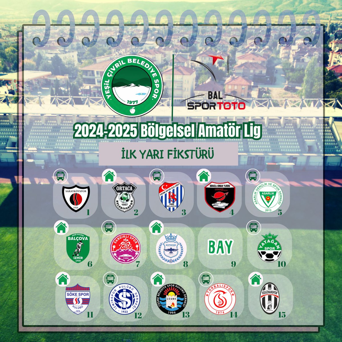 2024-2025 sezonu ilk yarı fikstürümüz.