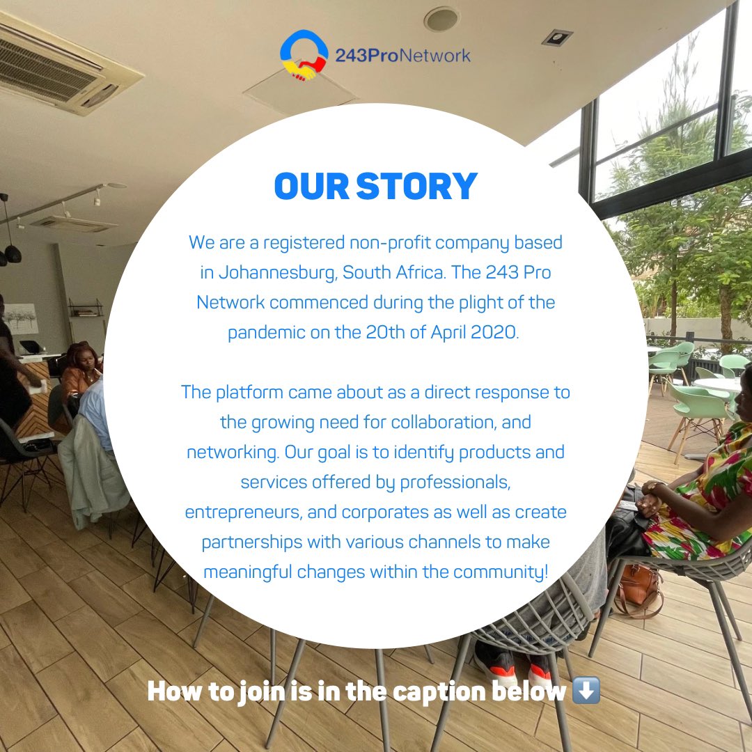 243_pro_network's tweet photo. From the 20th of April 2020 we’ve been working together to build a community of professionals, entrepreneurs, corporates to create partnerships for everyone to win! We build each other up with opportunities and mentorship programs. 
Step into your future with us!
#243pronetwork https://t.co/3R6iYuh9jZ