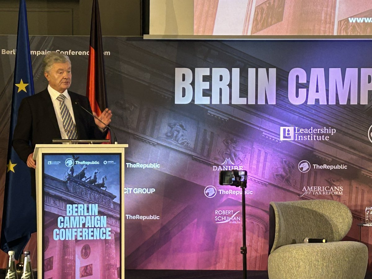 LIIntl's tweet photo. Former Ukraine President @poroshenko speaking at the Berlin Campaign Conference this morning.  #BCC 🇺🇸 🇺🇦 https://t.co/SbIEDpT3oX