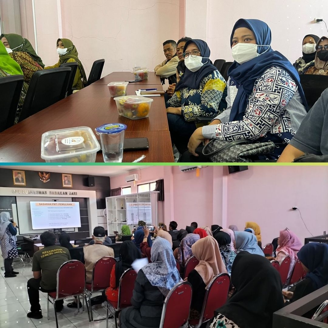 Ibu Kasie Kesos Kecamatan dan PKB mengikuti kegiatan sosialisasi PMT Dashat dana BOK di Aula Puskesmas Babakan Sari, Jum'at 06 September 2024