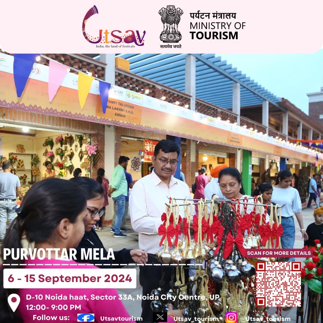 Discover the vibrant Purvottar Mela at Noida Haat, Sector 33A! From September 6 to 15, 2024, enjoy a unique showcase of art, crafts, and culture from the northeastern states of India. Open daily from 12 PM to 9 PM. Don’t miss out! 🎨🎶