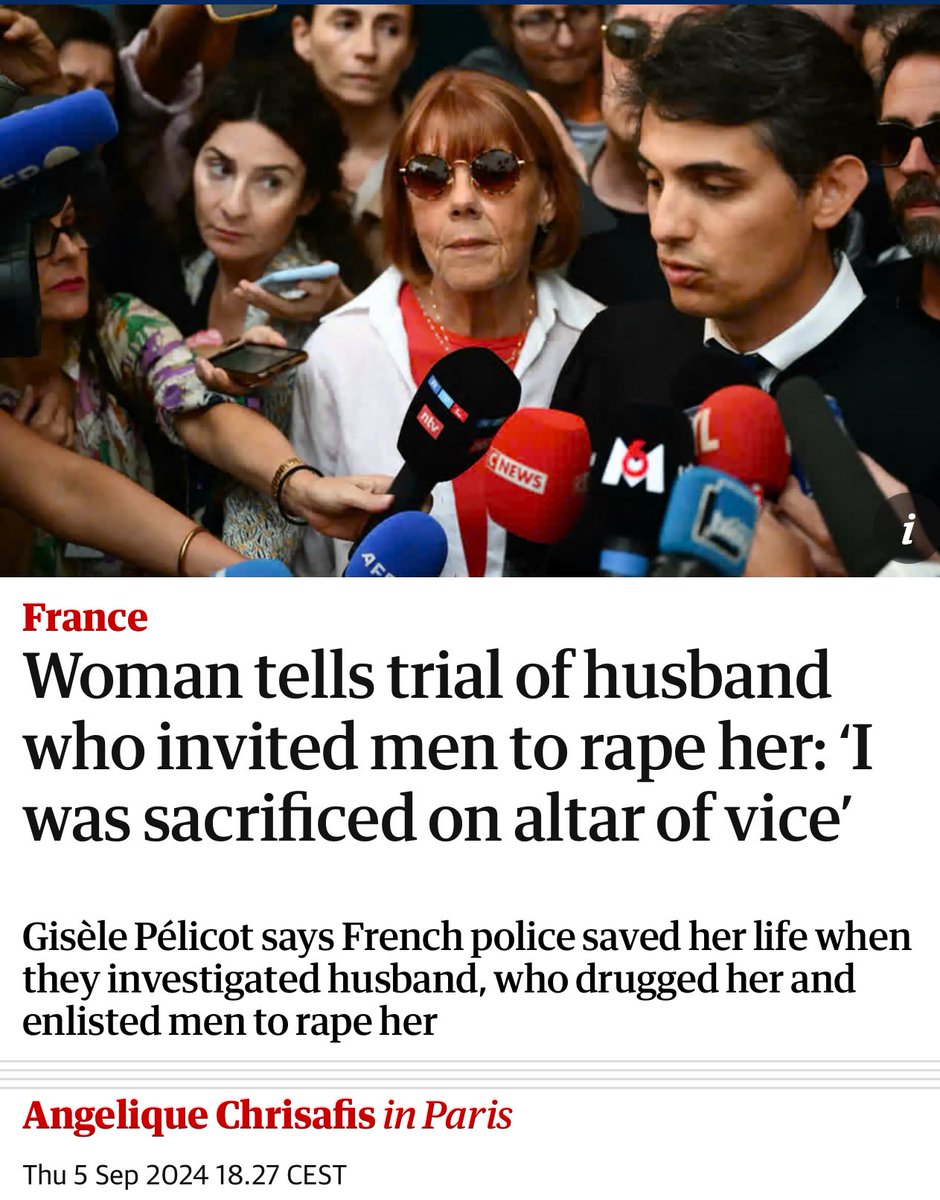 “Even our friends said we were the ideal couple.” 

What the monstrous acts of Dominique Pélicot, and the fifty men he enlisted to rape his wife Gisèle tell us, is that violent men walk in parts of life. That images of happy homes and picture perfect couples help conceal acts of