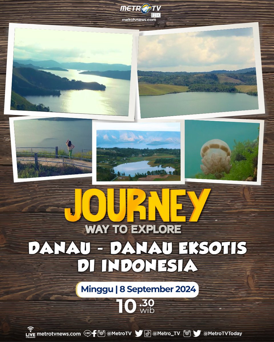 Metro_TV's tweet photo. Danau-danau di Indonesia adalah cerminan keindahan alam yang memukau, menyajikan panorama yang tak terlupakan.
Saksikan #Journey episode Danau - Danau Eksotis di Indonesia, 8 September 2024 pukul 10.30 WIB hanya di #MetroTV
#journeymetrotv #Danau #Eksotis #Wisata #indonesia https://t.co/kDL9LgkrlE