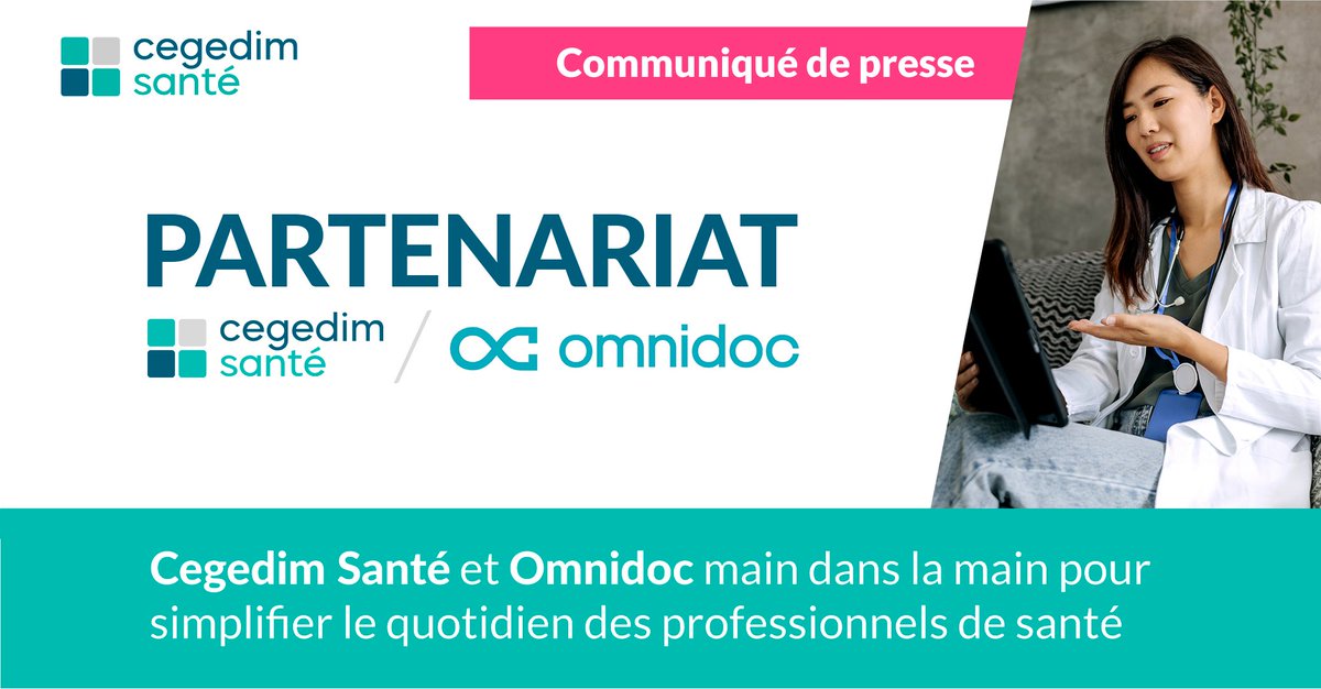 CegedimSante's tweet image. [COMMUNIQUÉ DE PRESSE] 📜

Cegedim Santé et @omnidoc_app nouent un partenariat pour rendre leurs solutions interopérables.

👉 pulse.ly/8vxyl1vs7b

#esanté #télémédecine #téléexpertise