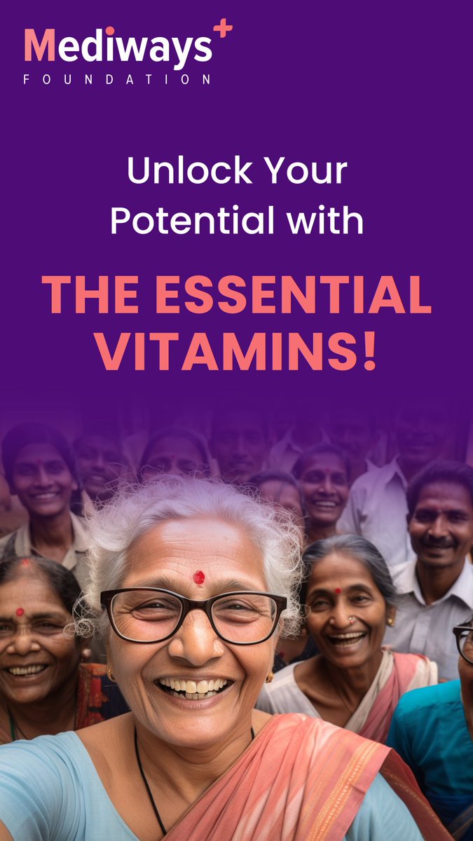 Health_Mediways's tweet photo. Unlock your true potential with the power of essential vitamins! Fuel your body, boost your energy, and strengthen your immunity with a balanced diet. Join us in prioritising #health for a brighter, healthier future. #healthyindia #TheGOAT #Cheer4Bharat https://t.co/Oh5ta0nUki