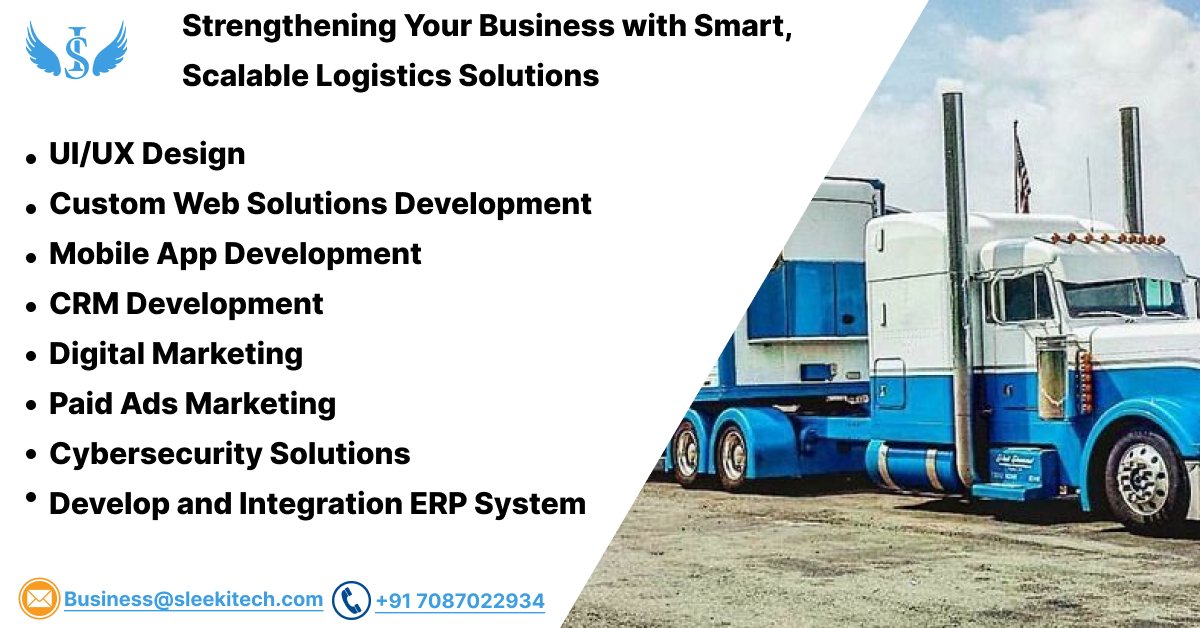 panditdushant's tweet image. 🚀 Are you looking to scale your #LogisticsBusiness? Let SleekIT Technologies Private Limited. be your #DigitalPartner! From #Web #MobileApp development to #DigitalMarketing and beyond, we provide tailored solutions to streamline your #LogisticsOperations and drive growth.