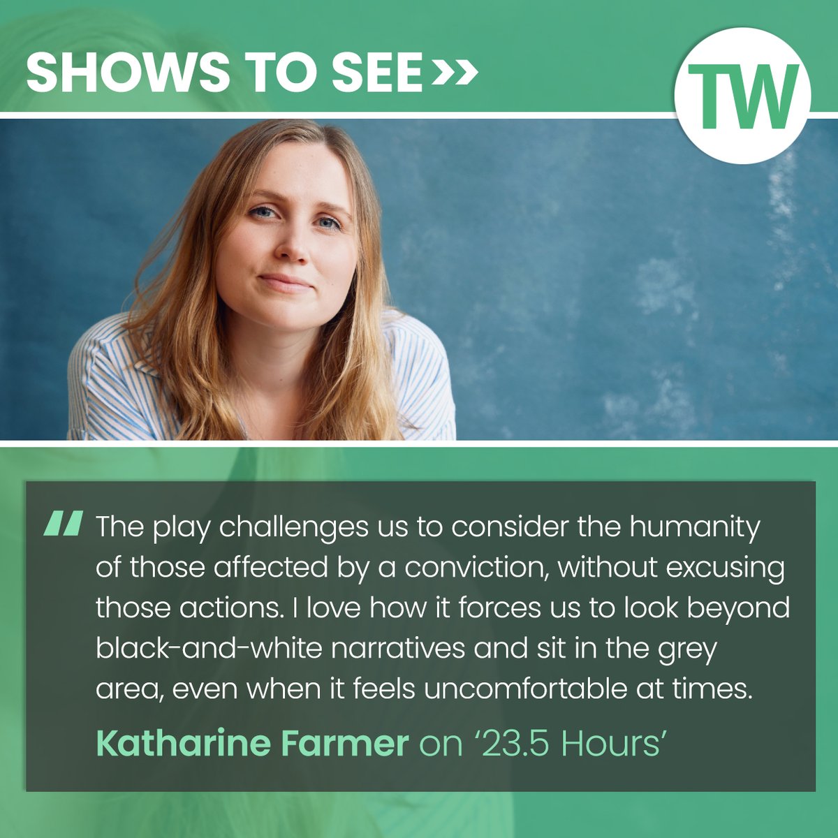 ThisWeek Culture (@threetosee) on Twitter photo This week's second Caro Meets interview is with Katharine Farmer, director of '23.5 Hours' by Carey Crim, on at Park Theatre until 5 Oct.
Read the Q&A here: bit.ly/3TlUKsa
<a href="/ParkTheatre/">Park Theatre</a> <a href="/_kfarms/">Katharine Farmer</a> This week's second Caro Meets interview is with Katharine Farmer, director of '23.5 Hours' by Carey Crim, on at Park Theatre until 5 Oct.
Read the Q&A here: bit.ly/3TlUKsa
<a href="/ParkTheatre/">Park Theatre</a> <a href="/_kfarms/">Katharine Farmer</a>