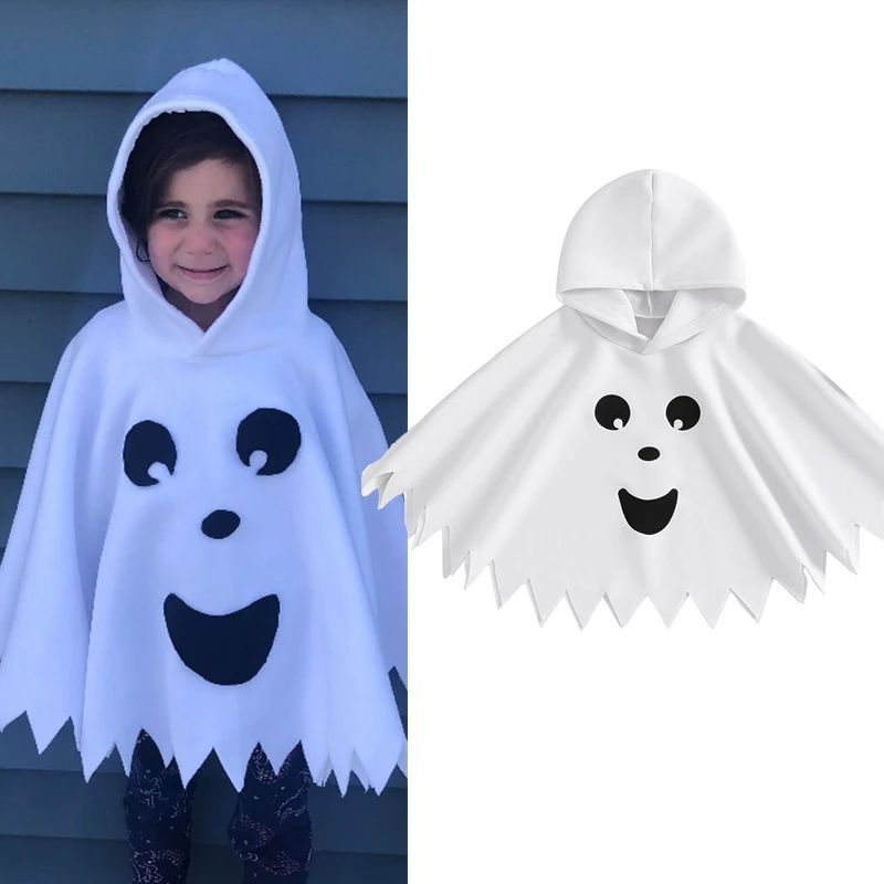 0-4Y Halloween Kids Ghost Costume – Hooded Cape with Ghost Smile Embroidery, Cloak, Poncho for Fancy Party Cosplay buff.ly/3TeODFS