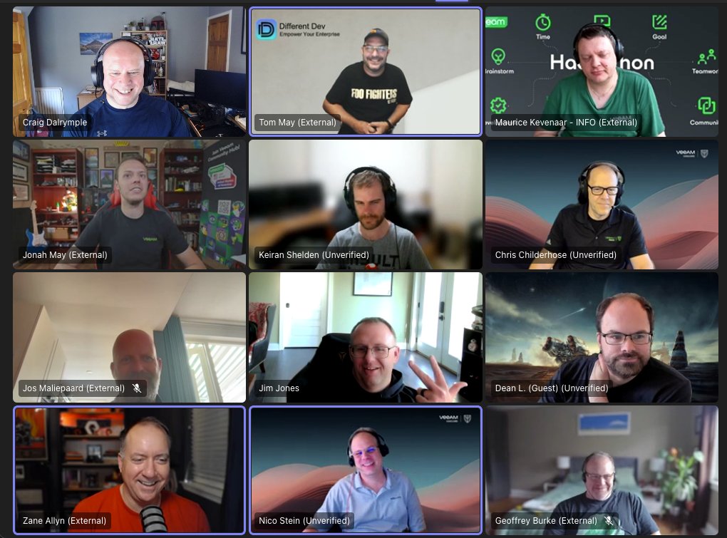 Craig Dalrymple (@cragdoo) on Twitter photo Weekly <a href="/VeeamVanguard/">VeeamVanguard</a> catchup. Topics: mostly dominated by recent Veeam security releases, Community Forums and Summit stickers
<a href="/mayhem_1978/">Tom May</a> <a href="/mkevenaar/">Maurice Kevenaar</a> <a href="/JonahMayRocks/">Jonah May</a> <a href="/Keiran_shelden/">Keiran Shelden</a> <a href="/cchilderhose/">Chris Childerhose</a> <a href="/k00laidIT/">Jim Jones</a> <a href="/saintdle/">Dean L.</a> <a href="/allynz/">Zane Allyn</a> <a href="/NicoAStein/">@nicoa.bsky.social</a>
#VeeamVanguard #VeeamCommunity Weekly <a href="/VeeamVanguard/">VeeamVanguard</a> catchup. Topics: mostly dominated by recent Veeam security releases, Community Forums and Summit stickers
<a href="/mayhem_1978/">Tom May</a> <a href="/mkevenaar/">Maurice Kevenaar</a> <a href="/JonahMayRocks/">Jonah May</a> <a href="/Keiran_shelden/">Keiran Shelden</a> <a href="/cchilderhose/">Chris Childerhose</a> <a href="/k00laidIT/">Jim Jones</a> <a href="/saintdle/">Dean L.</a> <a href="/allynz/">Zane Allyn</a> <a href="/NicoAStein/">@nicoa.bsky.social</a>
#VeeamVanguard #VeeamCommunity