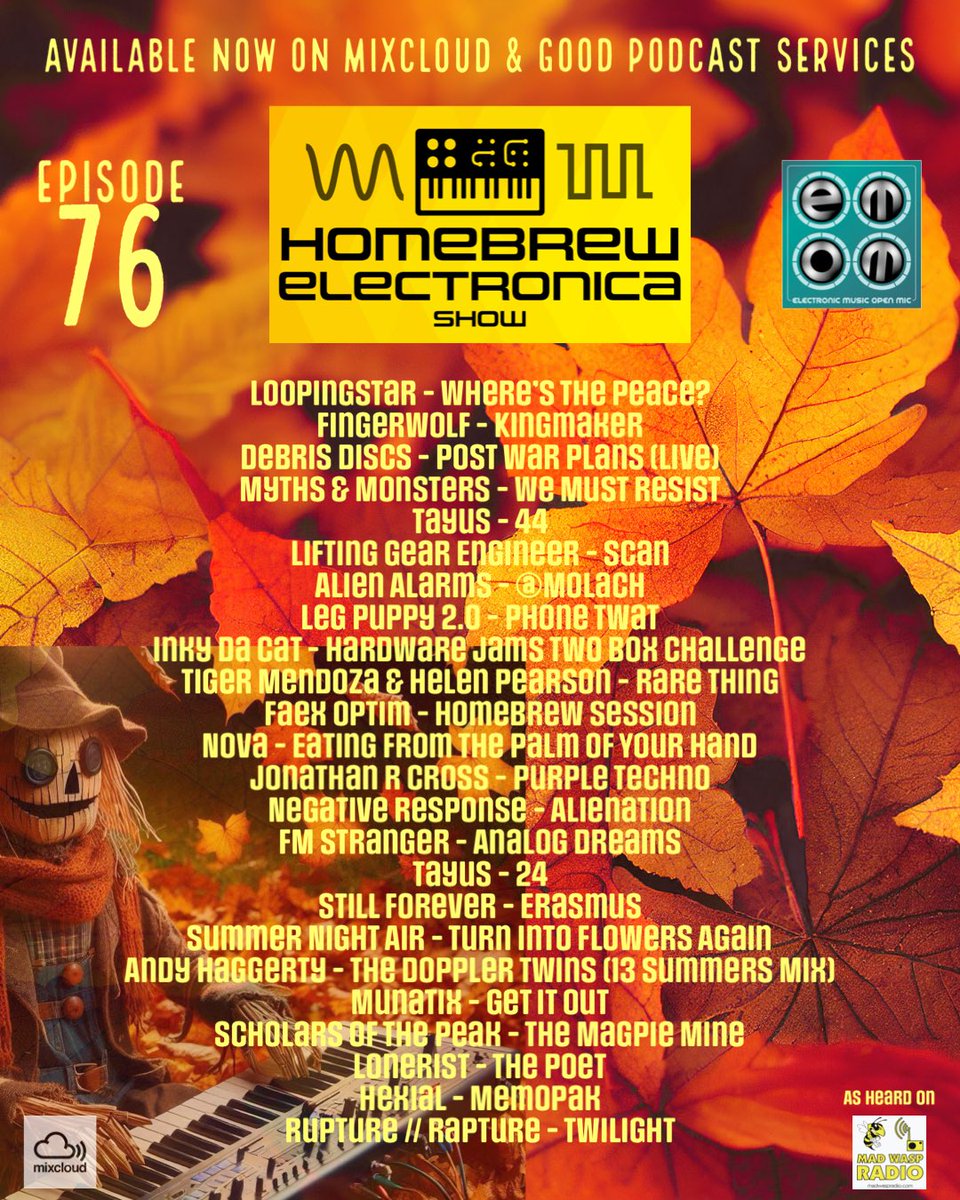 HomeBrew Electronica Show (@showhomebrew) on Twitter photo #76 New Indie Electronica now on Mixcloud and Podcast Services 🤩 with <a href="/faexoptim/">faex optim</a> <a href="/Tayusmusic/">Tayus</a> <a href="/DebrisDiscs/">Debris Discs</a> <a href="/Rob_LGE/">LiftingGearEngineer</a> <a href="/alienalarms/">Alien Alarms</a> <a href="/Legpuppymusic/">Leg Puppy 2.0</a> <a href="/tigermendoza/">Tiger Mendoza - new single 25 Oct 2024</a> @pianotpot <a href="/NegReg001/">SteveS</a> <a href="/stillf0rever/">Still ∞</a> @ahagertymusic <a href="/scholars_peak/">Scholars of the Peak</a> <a href="/munatix_music/">Munatix</a> <a href="/rupturerapture/">Rupture // Rapture</a>
mixcloud.com/homebrewelectr… #76 New Indie Electronica now on Mixcloud and Podcast Services 🤩 with <a href="/faexoptim/">faex optim</a> <a href="/Tayusmusic/">Tayus</a> <a href="/DebrisDiscs/">Debris Discs</a> <a href="/Rob_LGE/">LiftingGearEngineer</a> <a href="/alienalarms/">Alien Alarms</a> <a href="/Legpuppymusic/">Leg Puppy 2.0</a> <a href="/tigermendoza/">Tiger Mendoza - new single 25 Oct 2024</a> @pianotpot <a href="/NegReg001/">SteveS</a> <a href="/stillf0rever/">Still ∞</a> @ahagertymusic <a href="/scholars_peak/">Scholars of the Peak</a> <a href="/munatix_music/">Munatix</a> <a href="/rupturerapture/">Rupture // Rapture</a>
mixcloud.com/homebrewelectr…