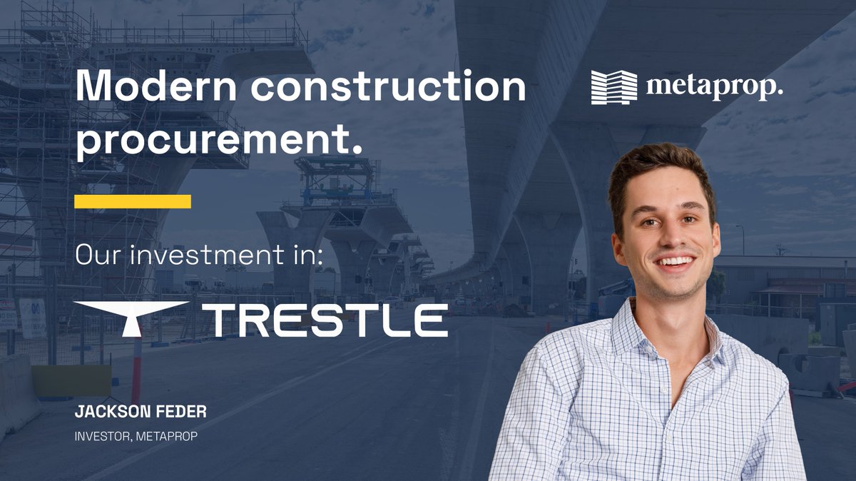 MetaProp (@metapropnyc) on Twitter photo 🏗️ We are thrilled to announce our investment in <a href="/TrestleOfficial/">Trestle Official</a>'s $2.3M Pre-Seed financing round alongside <a href="/LererHippeau/">Lerer Hippeau</a>, <a href="/alumniventures/">Alumni Ventures</a>, <a href="/LaconiaCapital/">Laconia</a>, <a href="/redbudvc/">Redbud VC</a>, and more.
Read why we invested from <a href="/jackson_feder/">Jackson Feder</a> ⤵️
metaprop.com/blog/trestle
#PropTech #VC 🏗️ We are thrilled to announce our investment in <a href="/TrestleOfficial/">Trestle Official</a>'s $2.3M Pre-Seed financing round alongside <a href="/LererHippeau/">Lerer Hippeau</a>, <a href="/alumniventures/">Alumni Ventures</a>, <a href="/LaconiaCapital/">Laconia</a>, <a href="/redbudvc/">Redbud VC</a>, and more.
Read why we invested from <a href="/jackson_feder/">Jackson Feder</a> ⤵️
metaprop.com/blog/trestle
#PropTech #VC