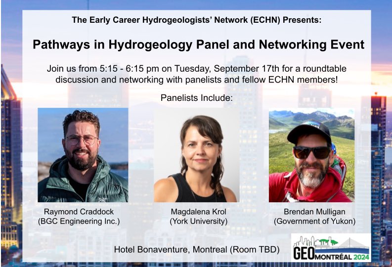 ECHN of IAH Canada (@iah_echn_canada) on Twitter photo We are hosting a Pathways in Hydrogeology panel at GeoMontreal on September 17th! Hope to see you there if you are attending the conference! We are hosting a Pathways in Hydrogeology panel at GeoMontreal on September 17th! Hope to see you there if you are attending the conference!
