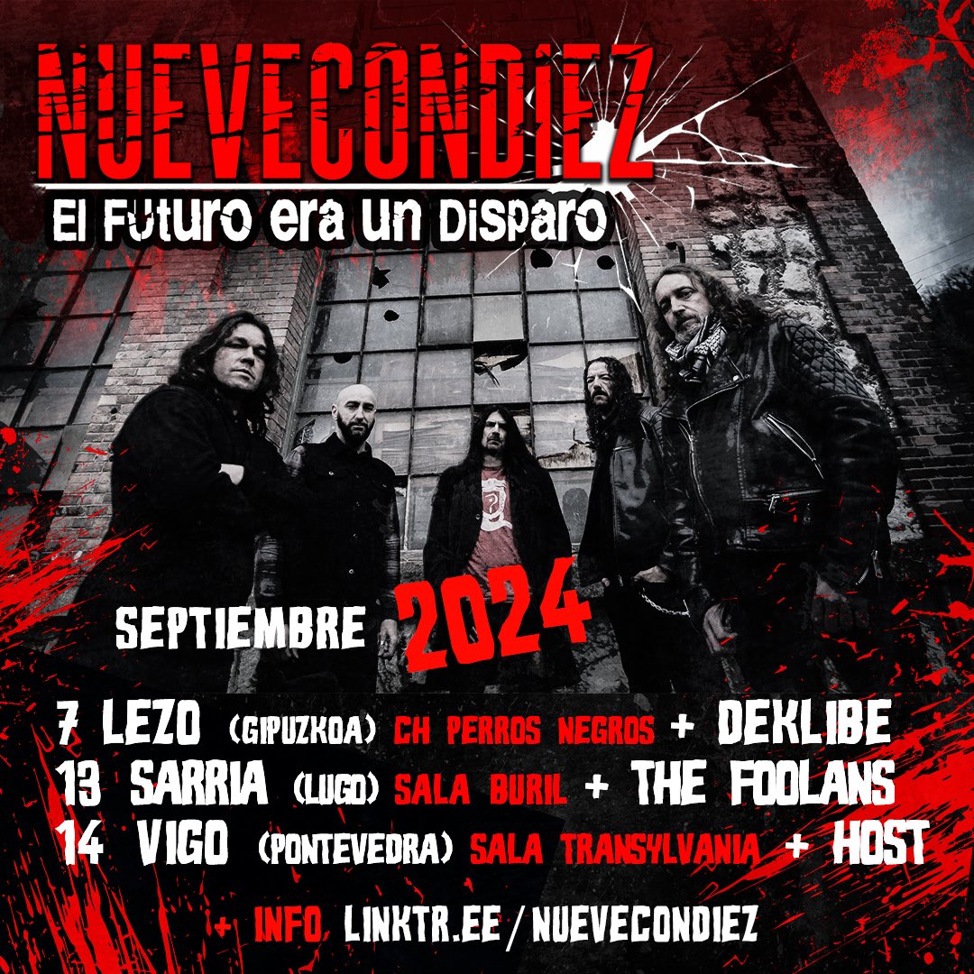 🔴 SEPTIEMBRE 🔴

🗓️ Sábado 07 📍Lezo (Guipuzkoa) - @perros_negros_mc (La Seta) con <a href="/deklibe/">Deklibe</a> 

🗓️ Viernes 13 📍Sarria (Lugo) - @burilacde con @the_foolans 

🗓️ Sábado 14 📍Vigo (Pontevedra) - @pubtransylvania con @hostofficial 

Entradas anticipadas: musikaze.net/nuevecondiez