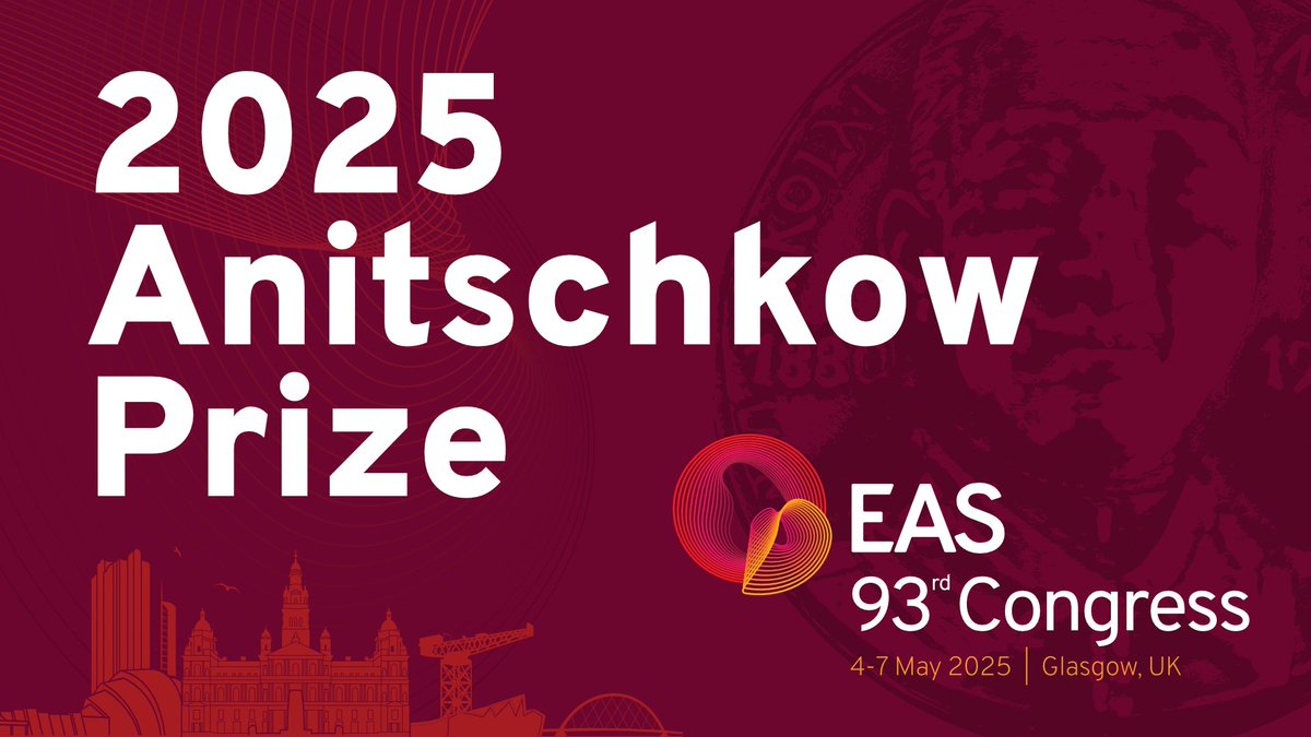 Alexander Bartelt (@barteltlab) on Twitter photo The European Atherosclerosis Society <a href="/society_eas/">European Atherosclerosis Society</a> seeks nominations for the 2025 Anitschkow Prize, the highest honor awarded for research in the area of atherosclerosis and linked metabolic disturbances
👇
eas-society.org/society-affair… The European Atherosclerosis Society <a href="/society_eas/">European Atherosclerosis Society</a> seeks nominations for the 2025 Anitschkow Prize, the highest honor awarded for research in the area of atherosclerosis and linked metabolic disturbances
👇
eas-society.org/society-affair…