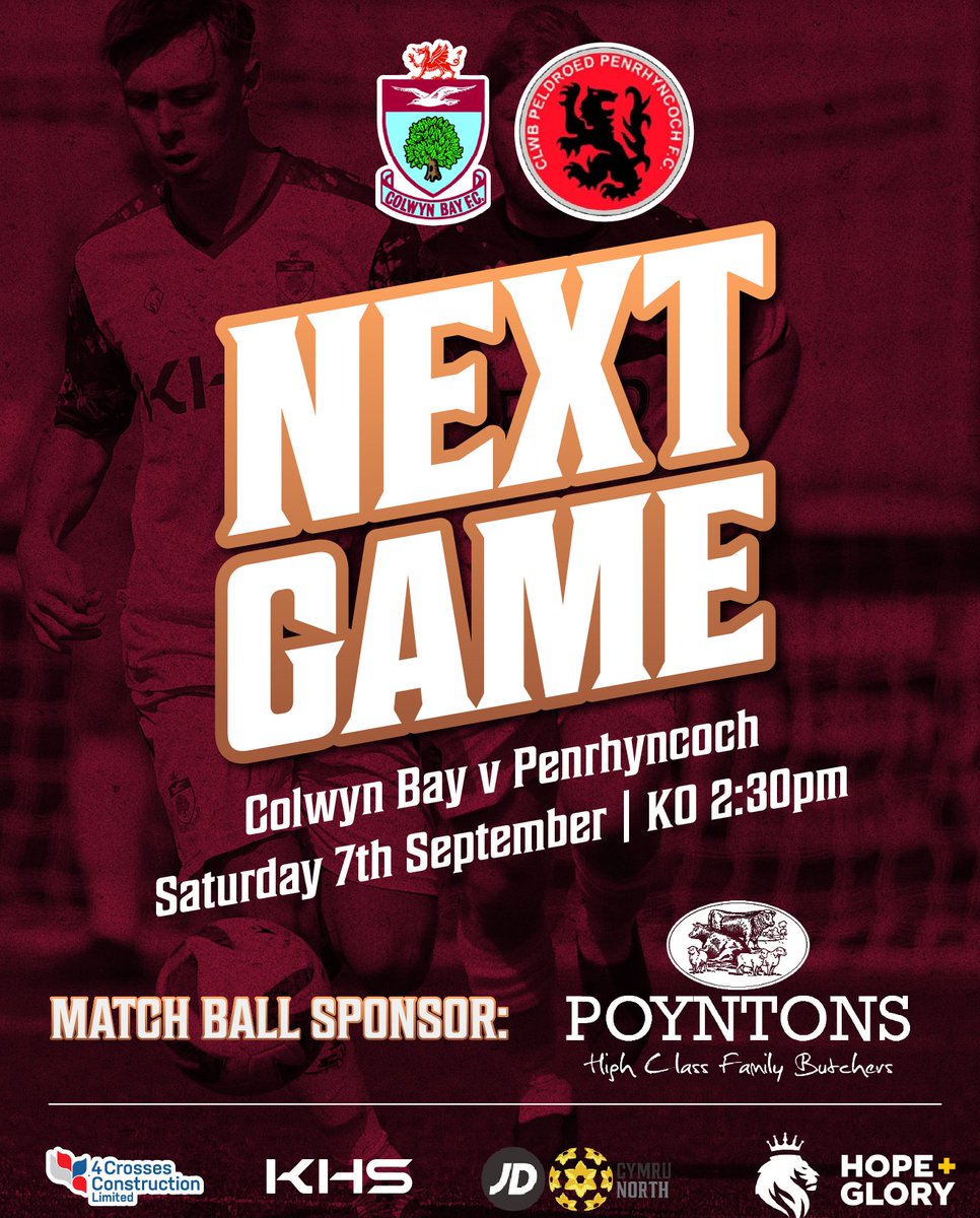 Tomorrow//Fory
<a href="/PenrhyncochFC/">Penrhyncoch FC 🏴󠁧󠁢󠁷󠁬󠁳󠁿</a> <a href="/CymruLeagues/">JD Cymru Leagues 🏴󠁧󠁢󠁷󠁬󠁳󠁿</a> <a href="/4CCLtd/">4 Crosses Construction Ltd</a> <a href="/KHSMechanical/">KHS Mechanical</a> <a href="/hgsportswear/">HOPE + GLORY</a> <a href="/carling/">Carling</a> <a href="/Poyntonsbutcher/">Poyntons Butchers</a>