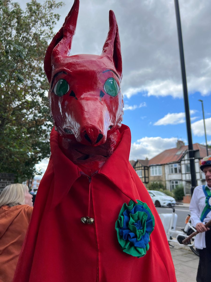 Celebrating our 50th year with a #FlashbackFriday to the history of the Morris Beast! 👹 Ours is an #Enfield! He symbolises the 5 aspects of the Chase – fox head, lion breast, eagle talons, deer legs &amp; horse tail. Come &amp; meet him - he doesn't bite 😉  buff.ly/3AOpjQH