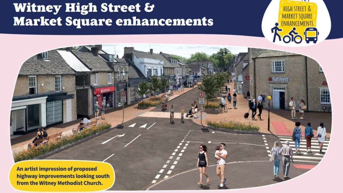 Oxfordshire County Council (@oxfordshirecc) on Twitter photo We’re looking for your views on proposals for active travel improvements to enhance #WitneyHighSt and market square. 
Drop in to see more and say hello!
  14 Sept. 10am-4pm Methodist Church, 40 High St
  19 Sept. 4–8pm Methodist Church, 40 High St
oxfordshire.gov.uk/witneyhighstre… We’re looking for your views on proposals for active travel improvements to enhance #WitneyHighSt and market square. 
Drop in to see more and say hello!
  14 Sept. 10am-4pm Methodist Church, 40 High St
  19 Sept. 4–8pm Methodist Church, 40 High St
oxfordshire.gov.uk/witneyhighstre…