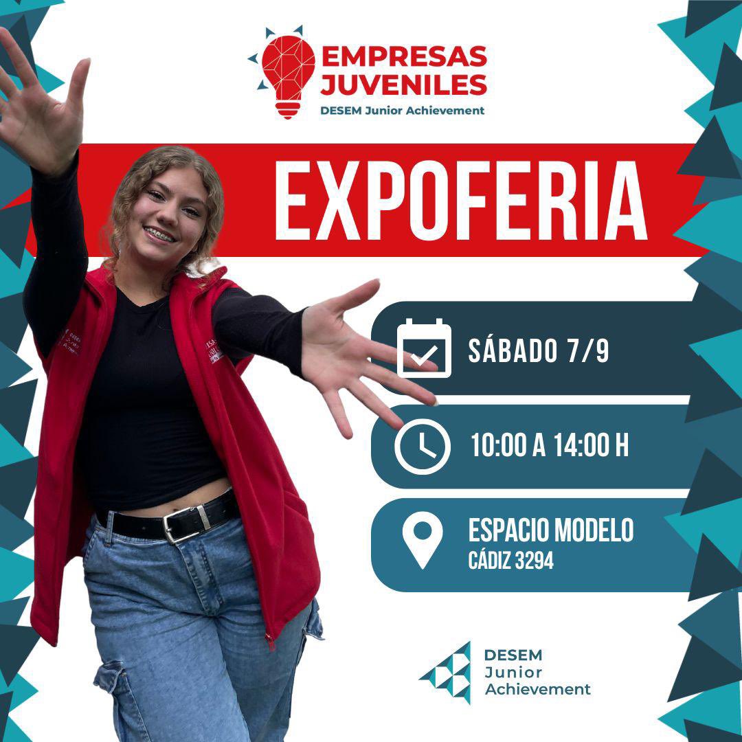 DESEM Junior Achievement (@desemja_) on Twitter photo Este sábado 7 de septiembre,
de 10 a 14 horas, te esperamos en la #ExpoFeria de <a href="/EJDESEM/">Empresas Juveniles</a> en #EspacioModelo. ¡Vení a acompañar a esta generación de jóvenes emprendedores! Este sábado 7 de septiembre,
de 10 a 14 horas, te esperamos en la #ExpoFeria de <a href="/EJDESEM/">Empresas Juveniles</a> en #EspacioModelo. ¡Vení a acompañar a esta generación de jóvenes emprendedores!