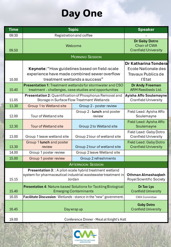 The CWA Conference Programme is now available!!
Due to requests from the CWA membership, the early bird deadline has been further extended to the 9th of September!
Click on the link to get your discounted tickets: constructedwetland.co.uk/events/confere…
See programme lineup below: