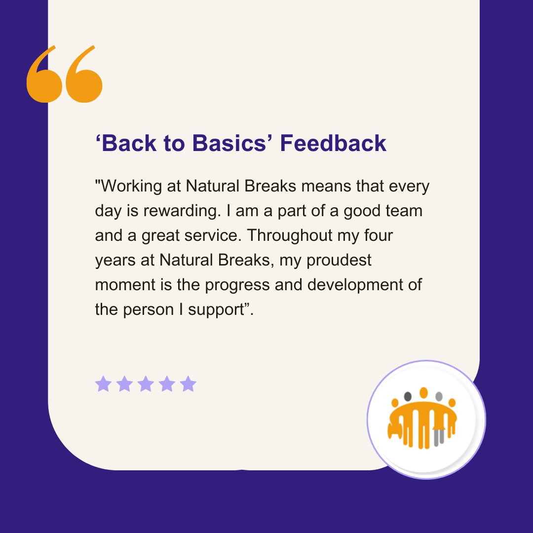 This feedback comes from a support worker that attended Natural Breaks' back to basics organisational training ✨

We'd love to hear your experiences in a support worker role! Let us know in the comments below.

#ThisIsUs #NaturalBreaksCareers