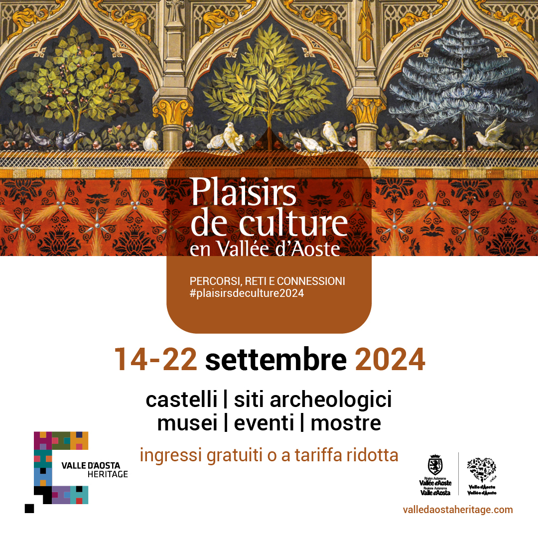 #6settembre Tra una settimana parte #PlaisirsdeCulture: dal 14 al 22 settembre oltre 100 appuntamenti culturali faranno vivere l'intero territorio regionale.
Qui il ricco programma: valledaostaheritage.com/events/plaisir…
#Europeanheritagedays #heritageweek2024 
<a href="/coe/">Council of Europe</a> <a href="/MiC_Italia/">Ministero della Cultura</a> <a href="/vdaufficiale/">Regione Autonoma Valle d'Aosta</a>