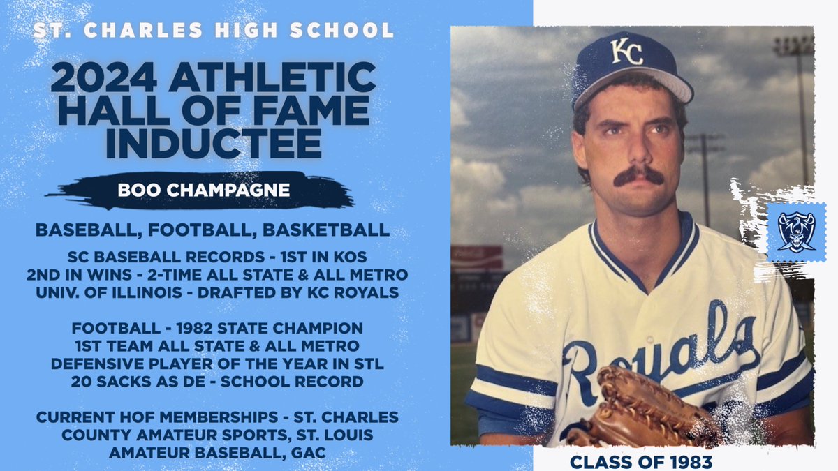 SCHSactivities's tweet image. Boo Champagne - SCHS 2024 Athletic HOF Inductee, Class of 1983. A distinguished 3-sport athlete and a member of the 1982 State Championship football team. He earned 10 letters at SCHS and earned multiple All-conferences, All-Districts, &amp;amp; All-State recognitions in baseball...