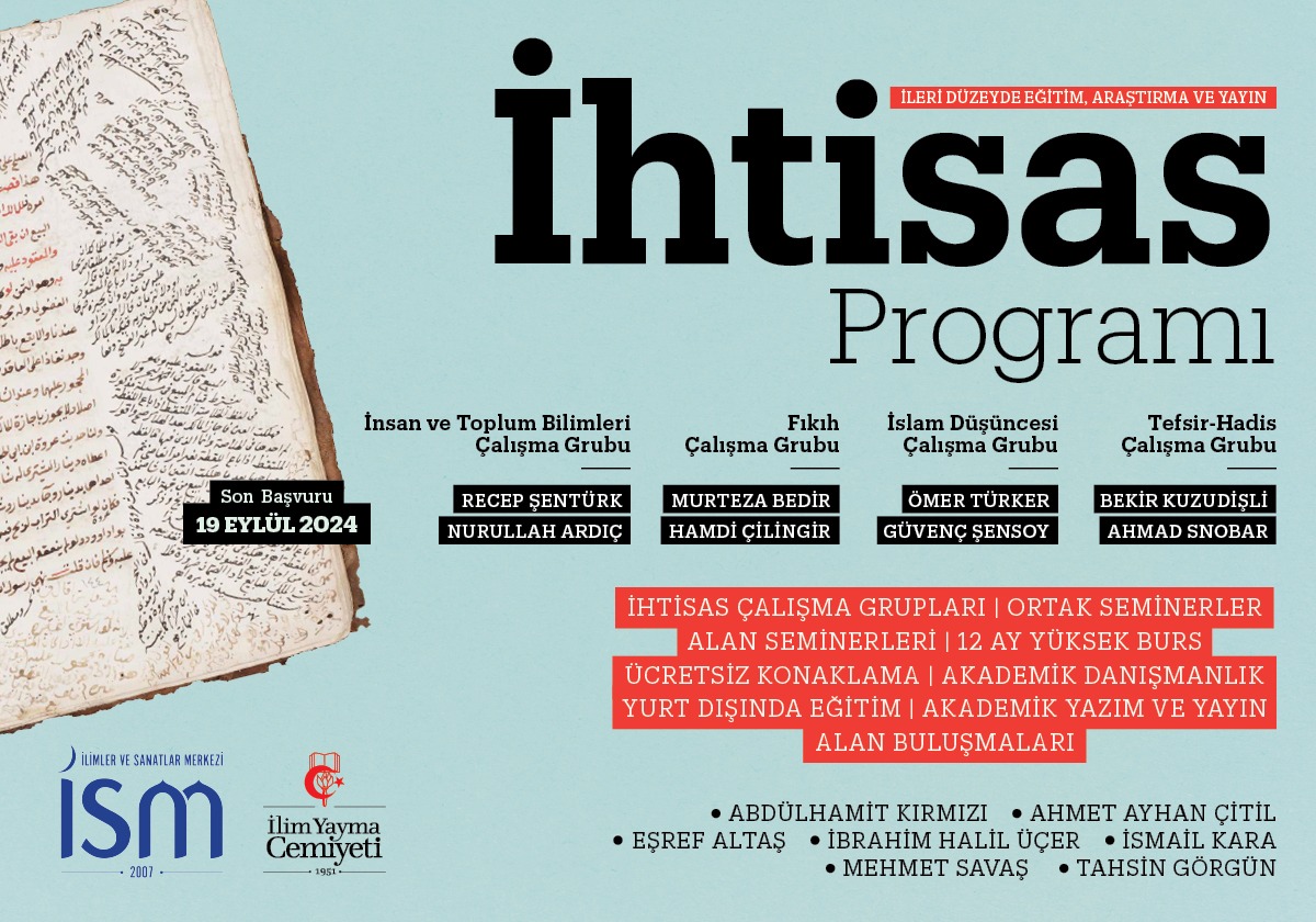 📚 İSM'den Lisansüstü Öğrencilere Yepyeni Bir Hizmet: İhtisas Programı

🗒️ 2+1 Yıllık Özel Bir Program
📖 Alan Odaklı İhtisas Çalışma Grupları
✍️ Seçkin Akademik Kadro
🏠 Ücretsiz Konaklama
🤝 12 Ay Yüksek Burs
Ayrıntılı Bilgi ve Başvuru:
l24.im/7bYRq