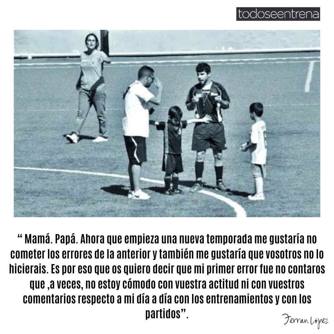 todo se entrena (@todoseentrena) on Twitter photo “De mi deporte me gusta todo o casi todo.Digo casi todo porque,a veces, vuestras actitudes como padres hablan más de vuestras batallas perdidas que de las mías por ganar. Digo casi porque, a veces, vuestros…” by <a href="/ferranlop75/">ferran lópez</a> Leer Post Completo👉 todoseentrena.com/carta-abierta-…
#padres “De mi deporte me gusta todo o casi todo.Digo casi todo porque,a veces, vuestras actitudes como padres hablan más de vuestras batallas perdidas que de las mías por ganar. Digo casi porque, a veces, vuestros…” by <a href="/ferranlop75/">ferran lópez</a> Leer Post Completo👉 todoseentrena.com/carta-abierta-…
#padres