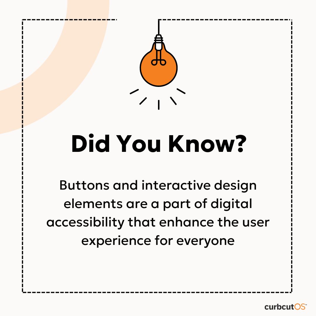 curbcutos's tweet photo. Design with everyone in mind! Ensure your website’s buttons and interactive elements feature large clickable areas for easy navigation. This not only helps those with limited mobility but also improves user experiences

#accessibility #design #digitalaccessibility #UX https://t.co/r2VgDR01DL