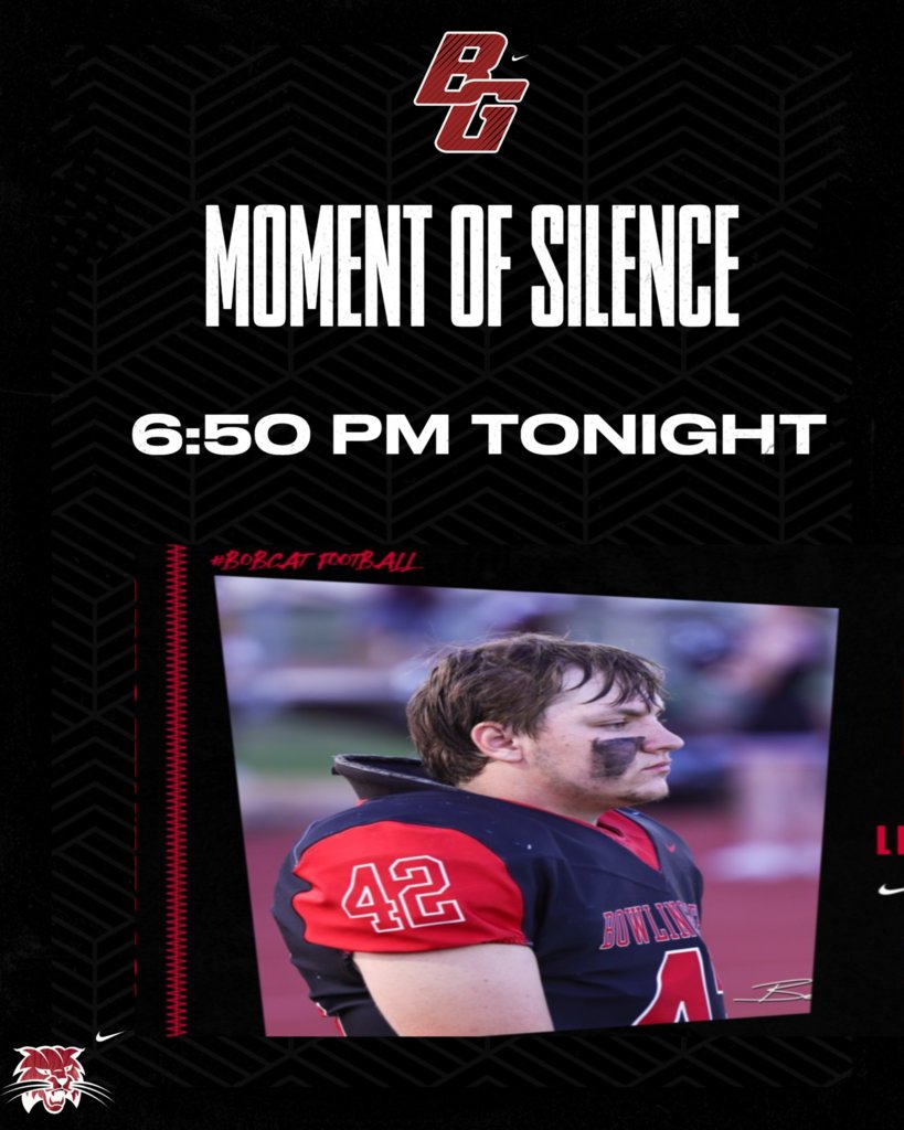 Bowling Green High School will have a moment of silence for Bryson Brandenburger before the coin toss tonight.  This will take place around 6:50 pm.   
#NEVERFORGET