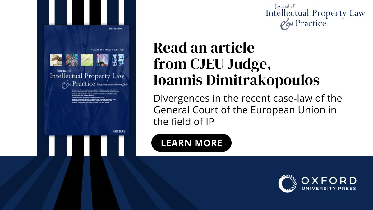 <a href="/JIPLP/">JIPLP</a> is proud to publish an article from CJEU General Court judge, Ioannas Dimitrakopoulos. The article focuses on divergences in the recent case-law of the General Court of the European Union in the field of IP. <a href="/EUCourtPress/">EU Court of Justice</a>

Read the article here: oxford.ly/3XCpc3T