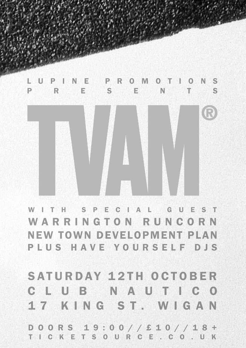 TICKETS ON SALE NOW!!
ticketsource.co.uk/lupinepromotio… 

SAT 12 OCT - WIGAN
£10 // 7PM // 18+

Celebrating 10 years of breaking memories since the first show. With special guest @RuncornPlan plus Have Yourself DJs playing your favourite pieces of post-punk, synth-pop, new wave and goth.
