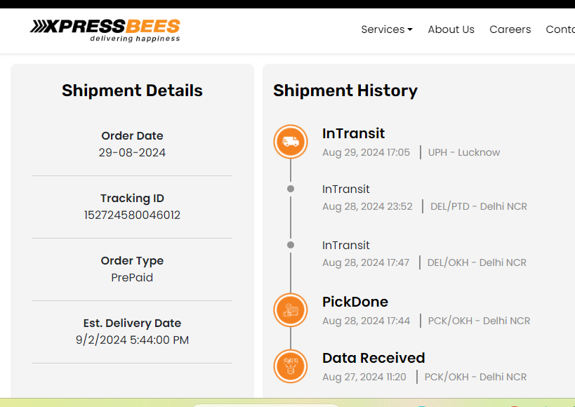 Arvindvijay_'s tweet photo. Hi @XpressBees_IN team,
We have facing issue to tracking this parcel after 29-08-2024  17:05 UPH–Lucknow
So please see the below mentioned tracking details and do needful ASAP
It has been 12 days since the booking, but the courier has not been delivered yet
AWB- 152724580046012 https://t.co/mTH6YaaD7c