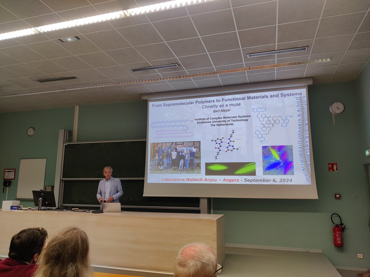 MOLTECH_Anjou's tweet image. We are pleased to welcome Prof. Bert Meijer in @MOLTECH_Anjou as part of the ambassador program of the @CNRSchimie for a lecture about supramolecular functional materials!