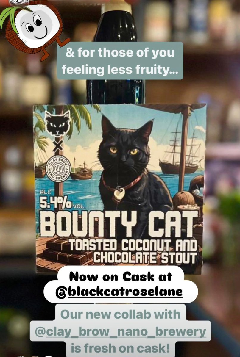 It's Friday so only the finest Organic toasted Coconut and chocolate stout will do , Go treat yourselves to a pint or 2 at Black Cat , Rose Lane in Liverpool..... Always a pleasure to work with local bars 🥰
