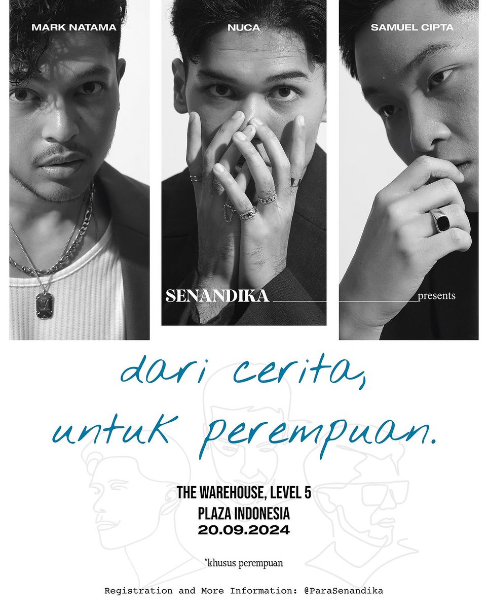 haloakudhira's tweet image. Nonton senandika yukkk 20 September 2024! Beli merch 65.000 = dapet 1 tiket. Infonya ada di gambar 😉 Jangan lupa isi form:

docs.google.com/forms/d/e/1FAI…

#marknatama #rajagiannuca #samuelcipta #parasenandika