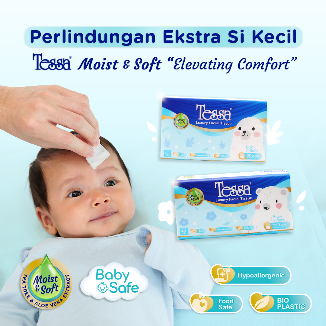 Berikan perlindungan ekstra untuk si kecil dengan Tessa Moist&amp;Soft! Dibuat khusus dengan formula lembut dan aman, menjaga kulit tetap nyaman setiap saat.

#tissueyatessa #tisubaby #facialtissue #tisubayi #tessamoistsoft