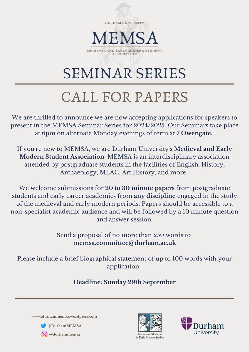We are excited to announce we are now accepting applications for speakers to present in our Seminar Series for the upcoming academic year! 

Check out the post below for all the details

Deadline to apply is Sunday 29th September