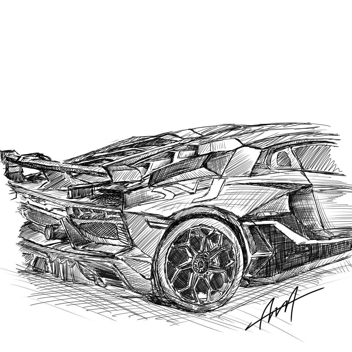 ava_ha802cpm's tweet image. アヴェンタドールSVJ デジタル画✍️
#イラスト　#ランボルギーニ