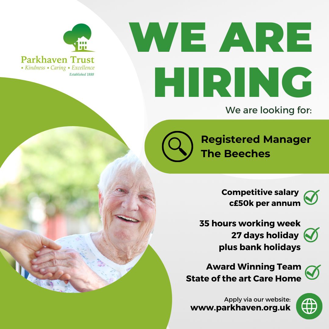⭐ WE ARE HIRING! Exciting opportunity for experienced Registered Manager (Nurse Qual) to lead our residential &amp; nursing service at The Beeches.
👉 c£50k salary, 35 hrs per week, 27 days holiday, plus bank hols.
👉 Find out more: buff.ly/3Zgfeq4 
👉 Closing 30th Sept.