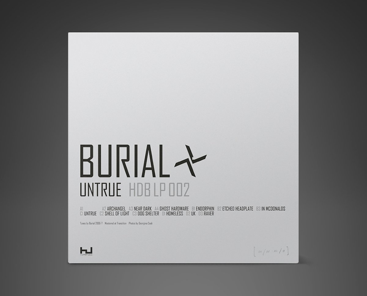 Burial's classic album gets the Hyperdub 20 treatment. 
On this exclusive edition, the cover has been stripped back to Burial's hand drawn image, with the back art complementing the changes.
The inner sleeve and labels updated and the vinyl is crystal clear.