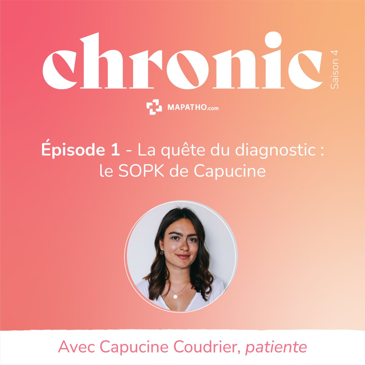 [#Podcast] - Lancement de la saison 4 de Chronic dédiée au #SOPK 

La quête du diagnostic : le SOPK de <a href="/CapucineCoudri1/">Capucine Coudrier</a> 

📆 Vous pouvez écouter cet épisode dès maintenant sur toutes les plateformes : Apple Podcast, Google Podcast, Spotify et Deezer.

🎧 podcast.ausha.co/chronic/en-que…
