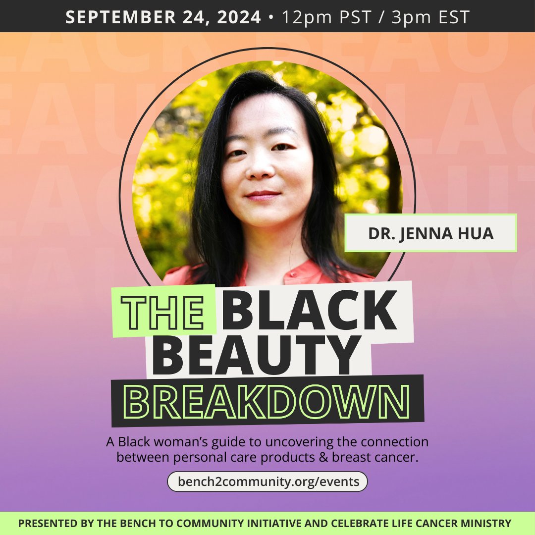 Join us for Day 3 to access resources, strategies, and practical tips to reduce exposure of endocrine disrupting chemicals (EDCs) from personal care products and breast cancer risk. Register at bench2community.org/events #cleanbeauty #breastcancerawareness