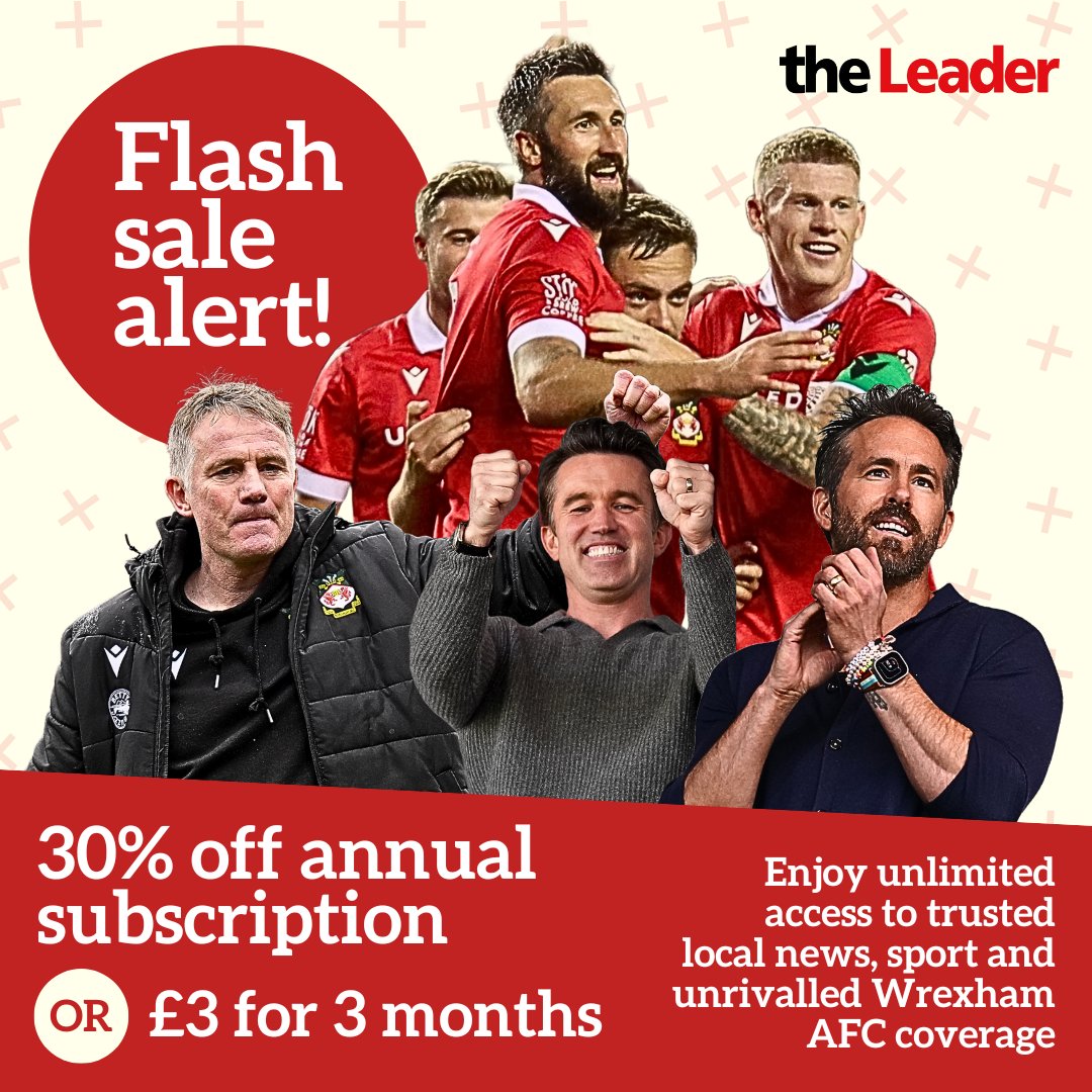 Don't miss out on all the latest from Wrexham by subscribing to the Wrexham Leader. It's just £3 for your first three months, or save 30 per cent on your annual fee. For more details, see below.
leaderlive.co.uk/sport/24557843…