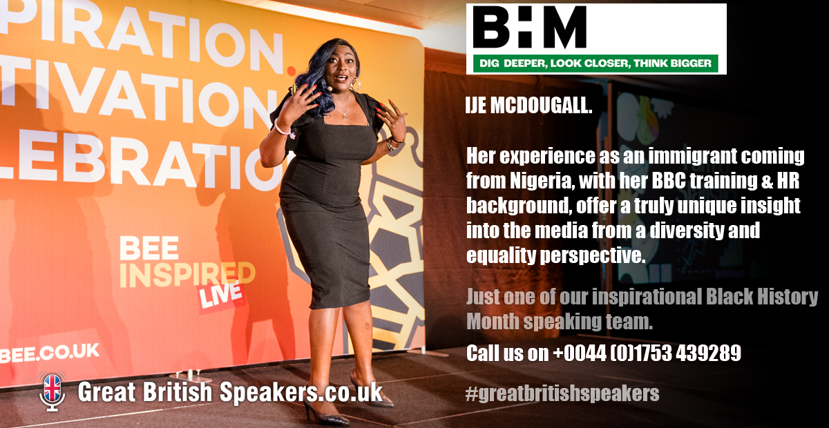 Ije McDougall, founder of The Kairos Initiative, is a law expert and advocate for racial #equality. Featured on #BlackLivesMatter, she’s a skilled speaker and author. ow.ly/iATE50T5WI4

#GreatBritishSpeakers #BlackHistoryMonth #Equality #Diversity #Inclusion #BHM24