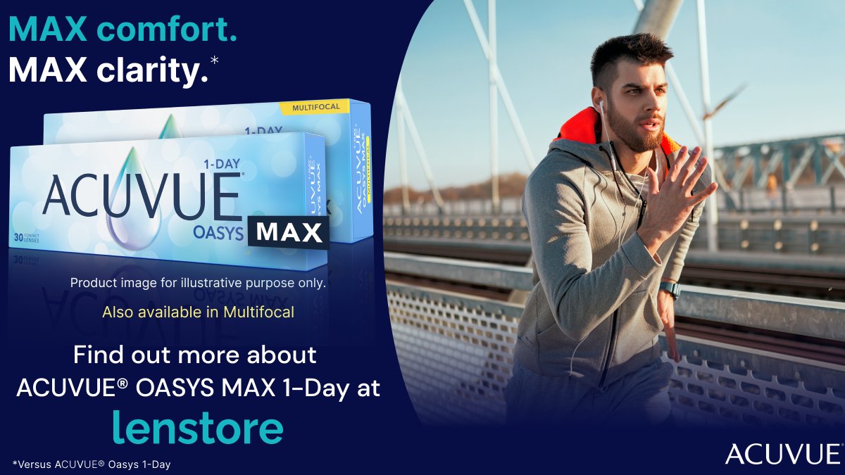 Lenstore's tweet image. Choose freedom, choose Acuvue Oasys MAX 1-Day. Find out more at lenstore.co.uk/acuvue/daily-d… #lenstore #contactlenses #Acuvue